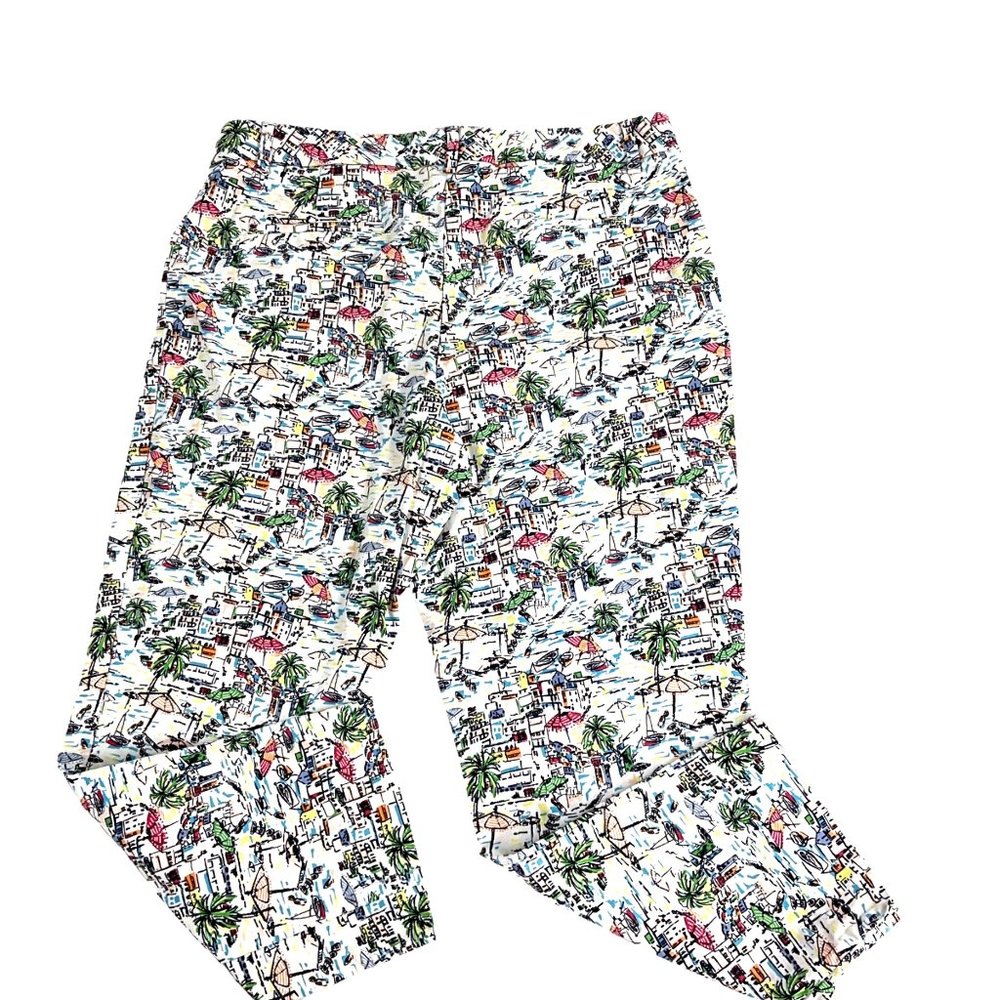 Talbots Novelty Print Tropical Vacation Print Chino Cotton pants size 12P